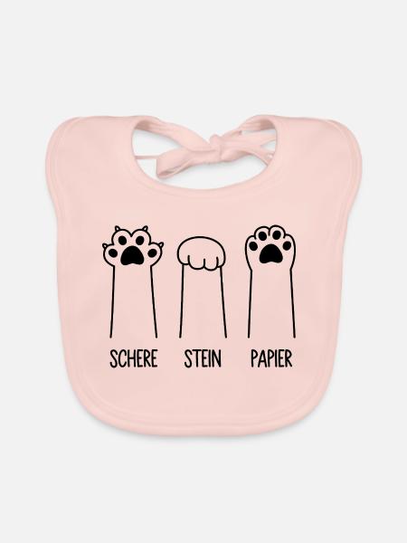 Schere Stein Papier Katze Pfote Spiel Katzenpfoten - Baby Bio-Lätzchen - Rose