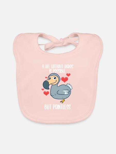 Dodo Flugunfähiger Vogel - Baby Bio-Lätzchen - Rose - Vorne