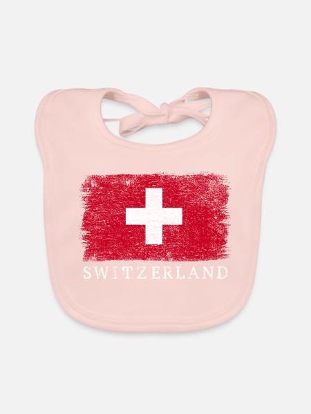 Schweiz Schweizer Flagge Schweizerflagge - Baby Bio-Lätzchen - Rose