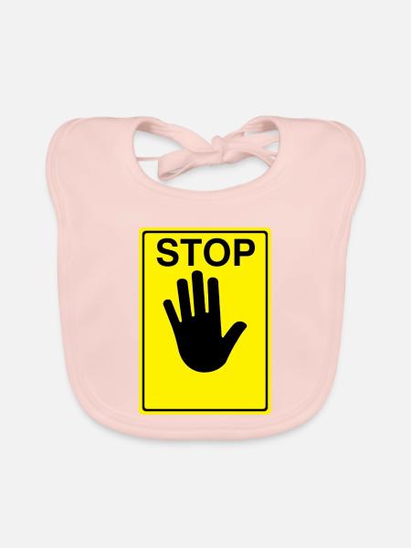 Stop Sign Logo - Organic Baby Bibs - rose - Front
