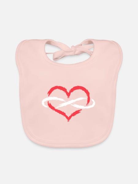 Herz Unendlich Endlos - Baby Bio-Lätzchen - Rose - Vorne