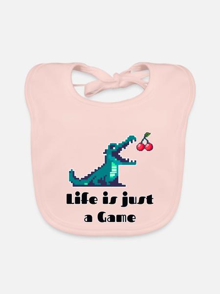 Life is Just a Game Retro Pixel Art Design - Baby Bio-Lätzchen - Rose