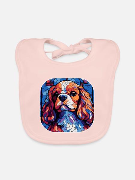Buntes King Charles Cavalier Hundeaquarell - Baby Bio-Lätzchen - Rose