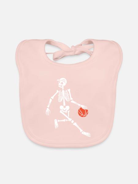 Basketballspieler Skelett Basketballer Basketball - Baby Bio-Lätzchen - Rose - Vorne