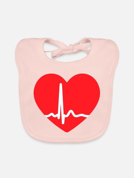 EKG-LEITUNG HERZ - Baby Bio-Lätzchen - Rose - Vorne