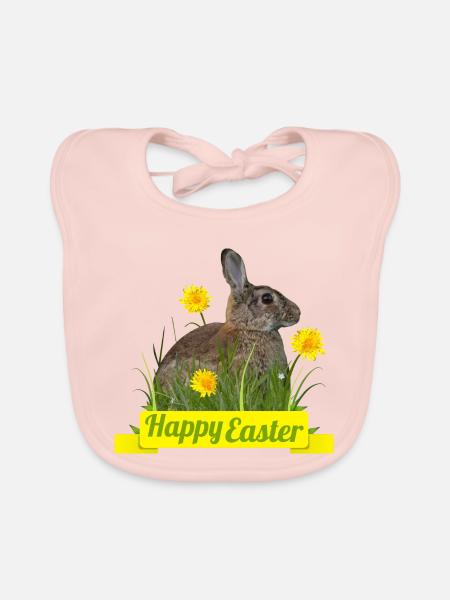 Happy Easter rabbit cony - Baby Bio-Lätzchen - Rose - Vorne