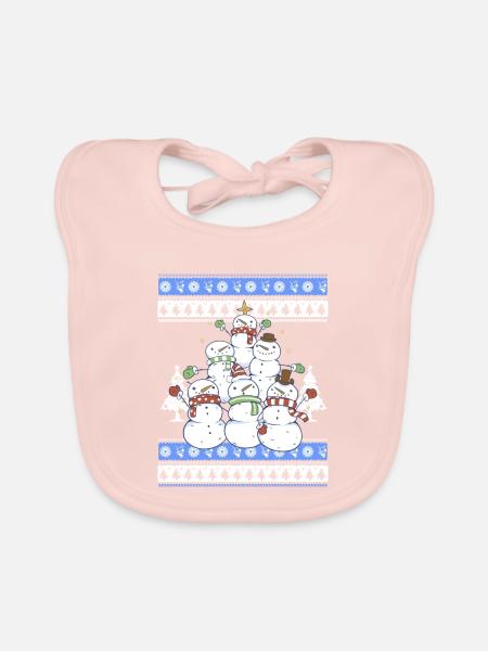 Snowman Christmas Tree - Baby Bio-Lätzchen - Rose
