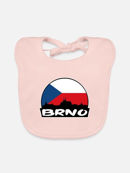 Brünn Tschechien Flagge Skyline Silhouette Reisen - Baby Bio-Lätzchen - Rose - Vorne