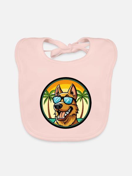 Deutscher Windhund Rasse Cartoon Sonnenbrille Strand - Baby Bio-Lätzchen - Rose - Vorne