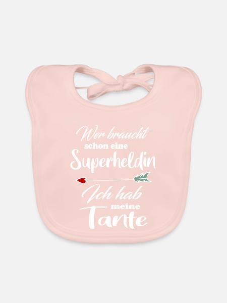 Superheldin Familie Tante - Baby Bio-Lätzchen - Rose - Vorne