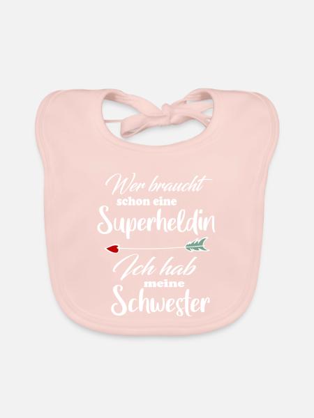Superheldin Familie Schwester - Baby Bio-Lätzchen - Rose - Vorne
