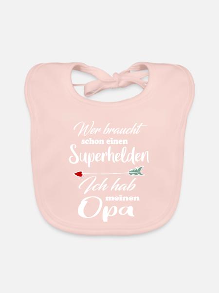 Superhelden Familie Opa - Baby Bio-Lätzchen - Rose - Vorne