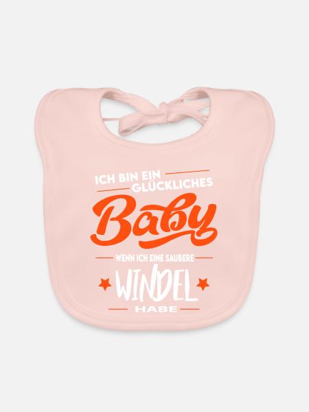 Glückliches Baby Windel wechseln Hintern putzen - Baby Bio-Lätzchen - Rose - Vorne
