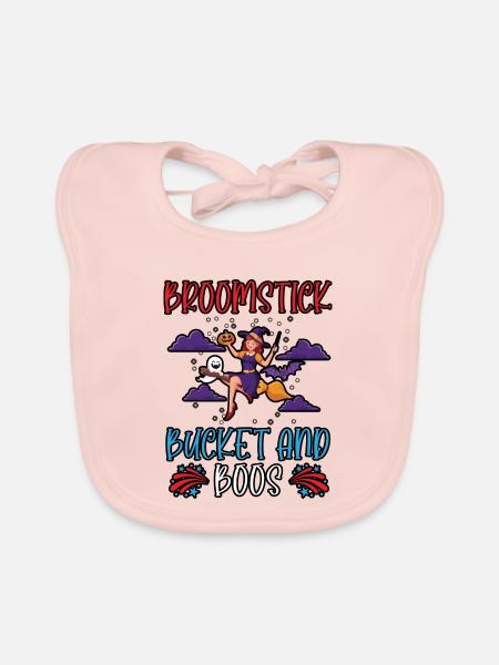 Besenstiel und Eimer Hausmeister Halloween - Baby Bio-Lätzchen - Rose - Vorne