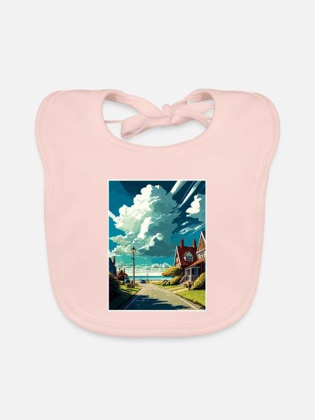 New Romney England Kent Vintage Reiseposter WPA - Baby Bio-Lätzchen - Rose - Vorne