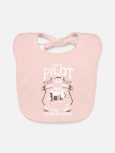 Wagemutiger Flugzeugpilot Cockpit - Baby Bio-Lätzchen - Rose - Vorne