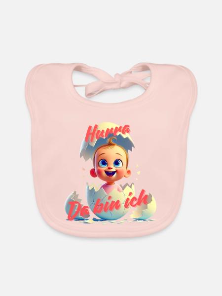 Hurra - Da bin da / Mädchen - Baby Bio-Lätzchen - Rose
