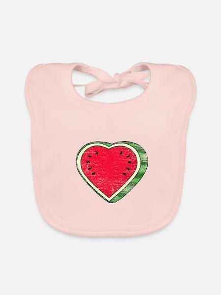 Erfrischende Wassermelone Herzform - Baby Bio-Lätzchen - Rose