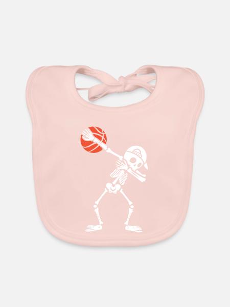 Basketballspieler Dabbing Skelett Basketball - Baby Bio-Lätzchen - Rose - Vorne