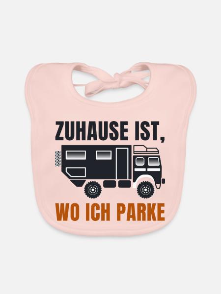 Zuhause ist, wo ich parke – Offroad Spruch - Baby Bio-Lätzchen - Rose - Vorne
