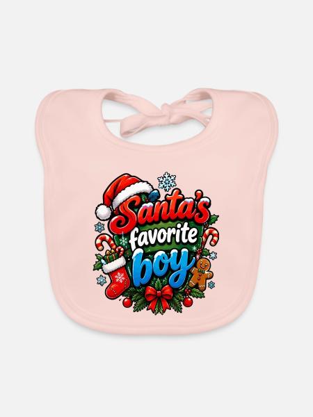 Santa's Lieblingsboy - Baby Bio-Lätzchen - Rose - Vorne
