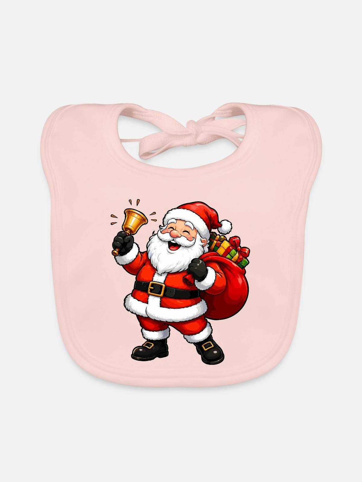 Weihnachtsmann Comic - Baby Bio-Lätzchen - Rose - Vorne