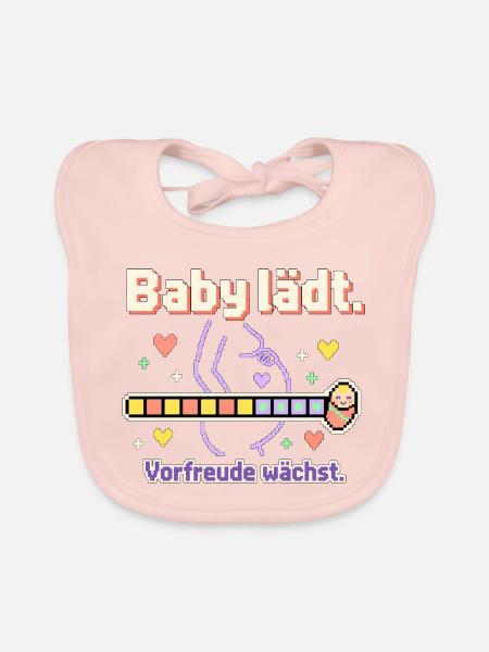 Baby Loading Schwangerschaft werdende Mama - Baby Bio-Lätzchen - Rose - Vorne