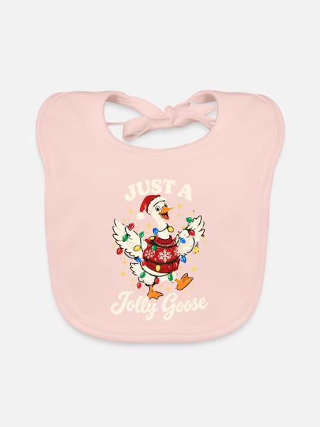  Just A Jolly Goose Lustige Weihnachtsbeleuchtung - Baby Bio-Lätzchen - Rose - Vorne