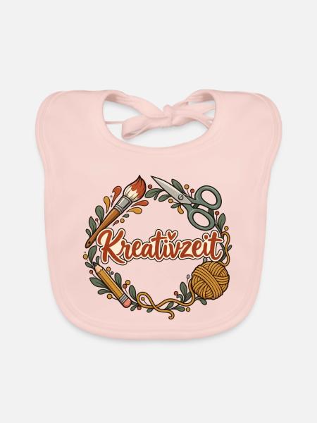 Kreativzeit personalisierbar für Kreativgruppen - Baby Bio-Lätzchen - Rose - Vorne