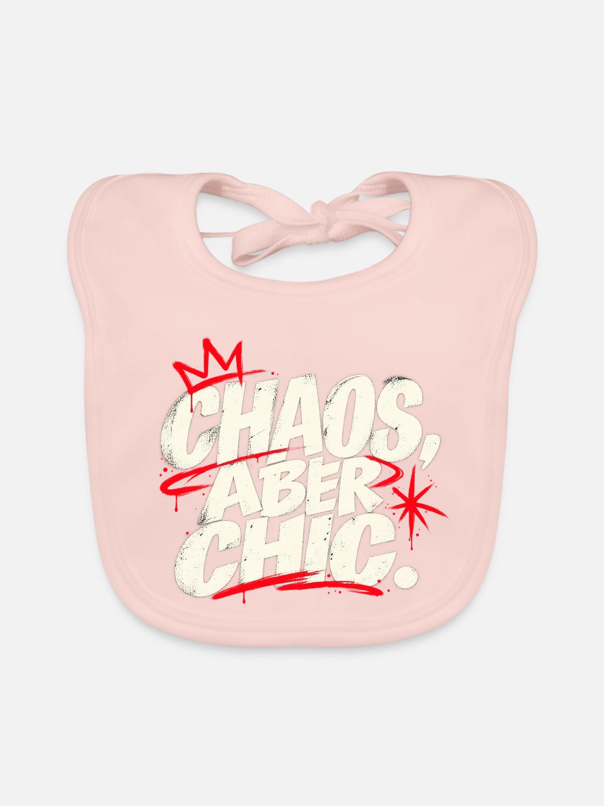 Chaos Aber Chic Graffiti-Statement - Baby Bio-Lätzchen - Rose - Vorne