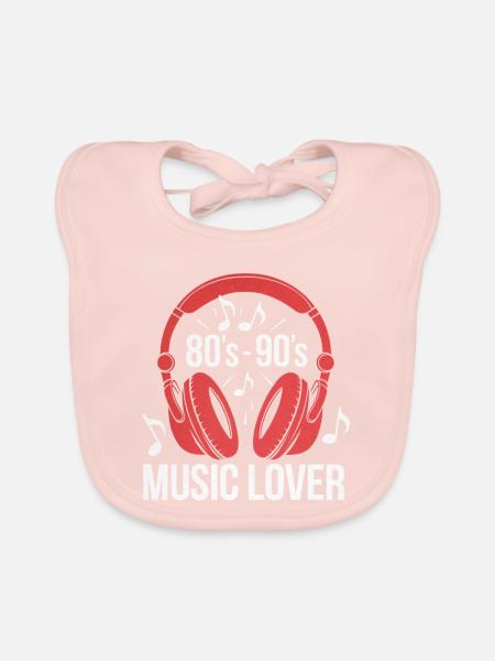80er-90er-jahre-musikliebhaber-retro-kopfhörer - Baby Bio-Lätzchen - Rose - Vorne