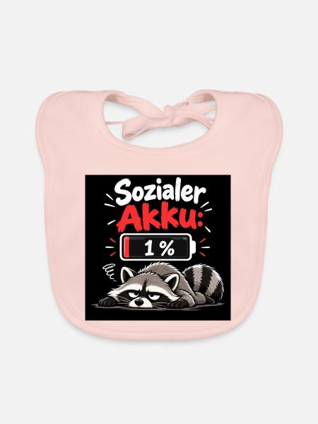 Sozialer Akku 1% Raccoon - Baby Bio-Lätzchen - Rose - Vorne
