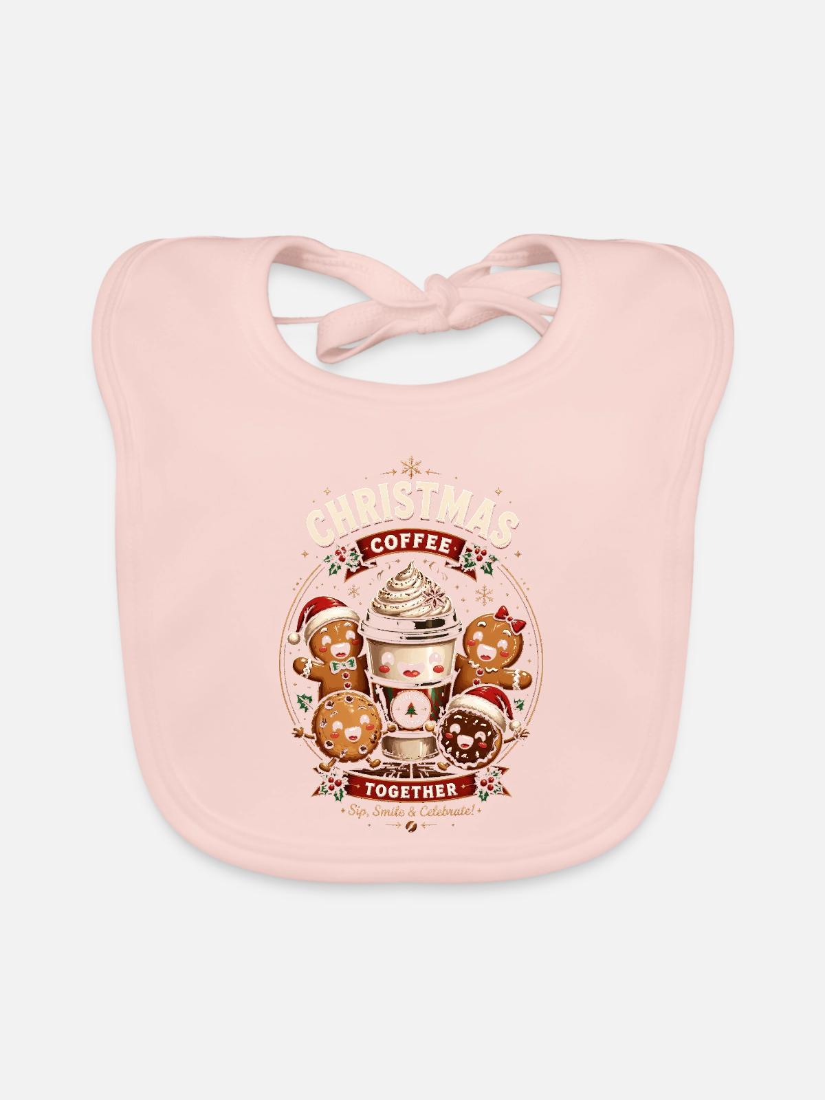 Weihnachtskaffee-Gourmet-Festset - Baby Bio-Lätzchen - Rose - Vorne