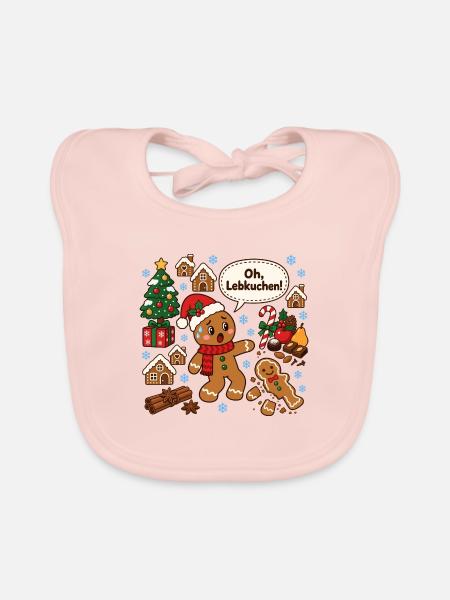 oh Lebkuchen lustige Weihnachten Kuchen Sprüche - Baby Bio-Lätzchen - Rose - Vorne