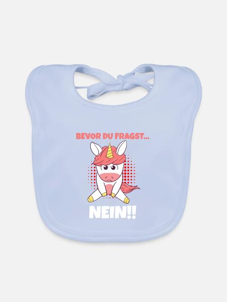 Bevor Du Fragst NEIN Böse Einhorn Mad Unfreundlich - Baby Bio-Lätzchen - sky Blue - Vorne
