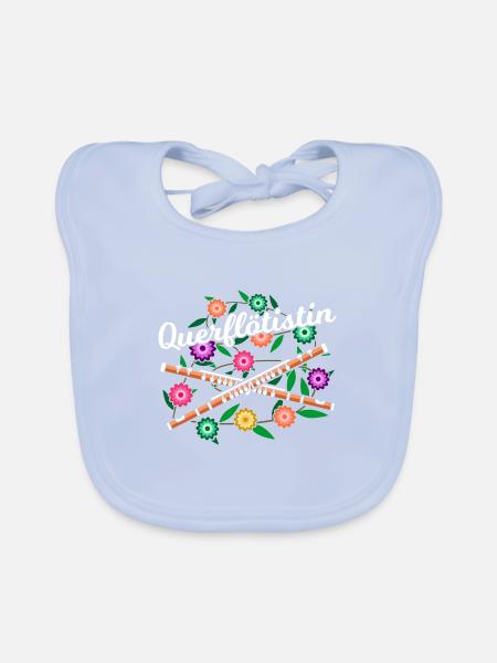 Querflötistin Querflöte Blumen Querflötenspielerin - Baby Bio-Lätzchen - sky Blue - Vorne