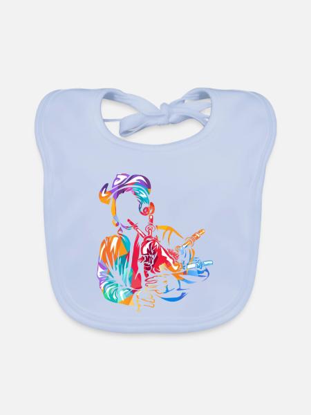Schmissiger Dudelsack Volksmusik - Baby Bio-Lätzchen - sky Blue - Vorne