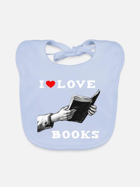 Ich liebe Bücher - Baby Bio-Lätzchen - sky Blue