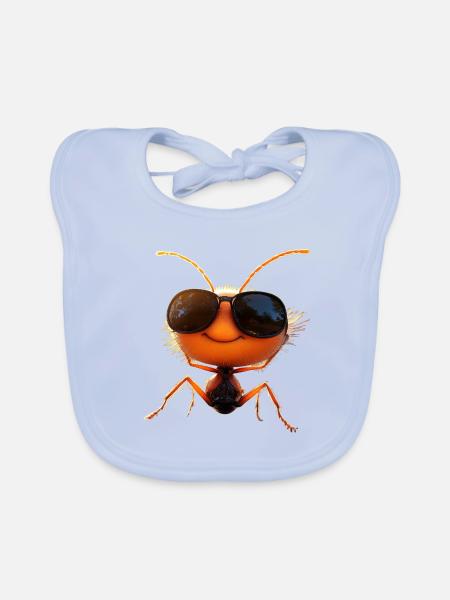 fourmi fourmi de forêt fourmi de feu insecte fourmis mignonnes - Bavoir bio Bébé - bleu ciel - Devant