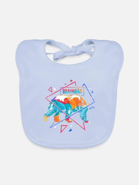 Flauschiger Grizzlybär Waldkönig - Baby Bio-Lätzchen - sky Blue - Vorne