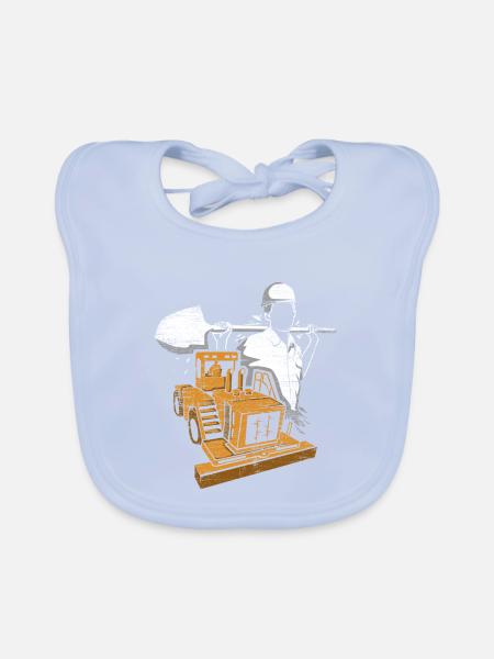 Fleißiger Straßenbauer Tiefbau - Baby Bio-Lätzchen - sky Blue - Vorne