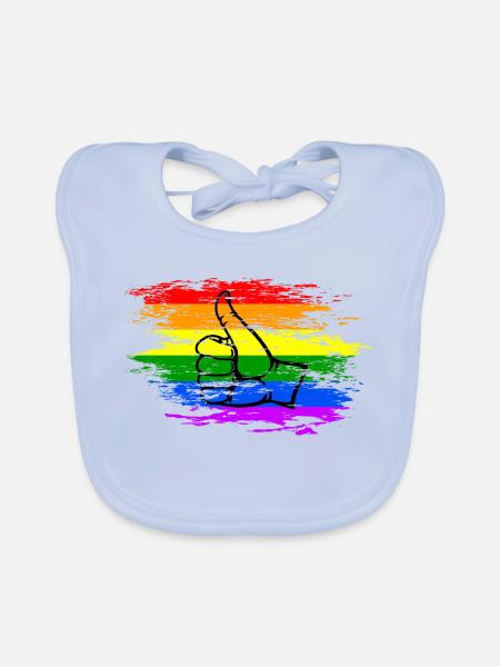 Regenbogen Flagge alles klar Symbol used - Baby Bio-Lätzchen - sky Blue - Vorne