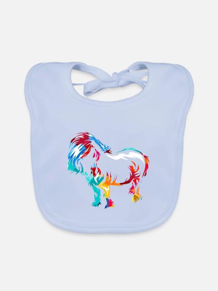 Robustes Shetlandpony Reitstallfreund - Baby Bio-Lätzchen - sky Blue