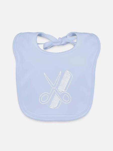 Haarschnitt Coiffeur Geschenkidee Haare schneiden - Baby Bio-Lätzchen - sky Blue - Vorne