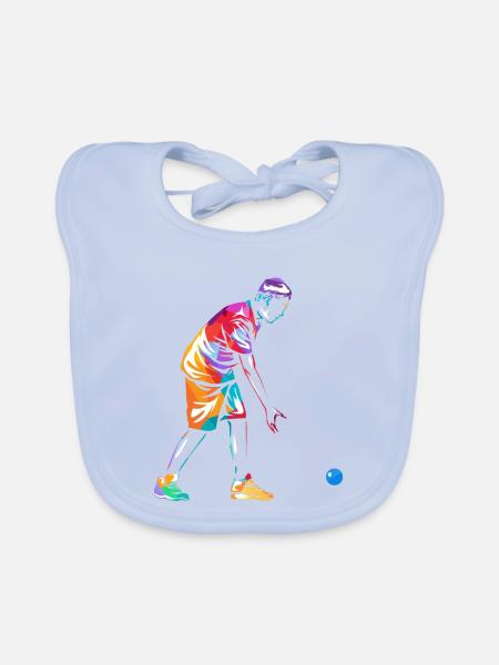 Treffsicherer Boccia Rollstuhlsportler - Baby Bio-Lätzchen - sky Blue