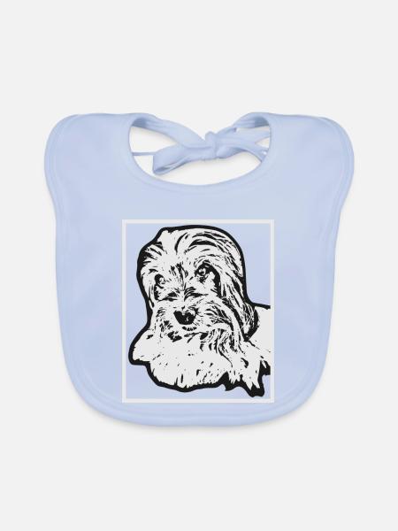 Biewer Terrier Hundeportrait Zeichnung - Baby Bio-Lätzchen - sky Blue
