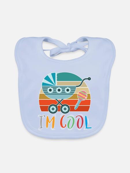 Baby Kinderwagen Rassel Spazieren gehen Retro - Baby Bio-Lätzchen - sky Blue - Vorne