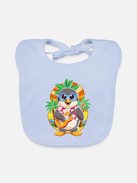 Lustige Pinguin Cartoon Sommer Strand Sonnenbrille - Baby Bio-Lätzchen - sky Blue - Vorne