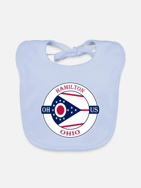 Hamilton Ohio Flagge USA Reise Souvenir Abzeichen - Baby Bio-Lätzchen - sky Blue