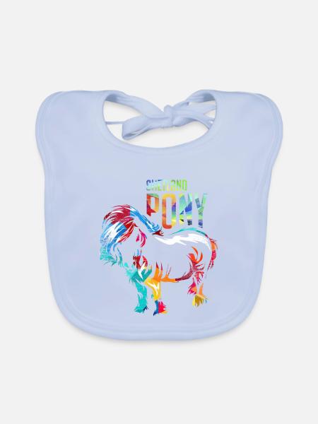 Zotteliges Shetlandpony Reitplatz - Baby Bio-Lätzchen - sky Blue